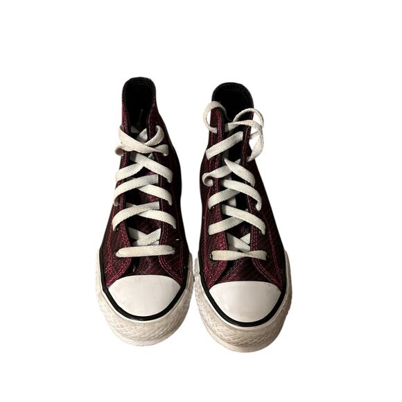 Converse all star chuck taylor high tops youth size 13 purple pink shiny. - Picture 3 of 7